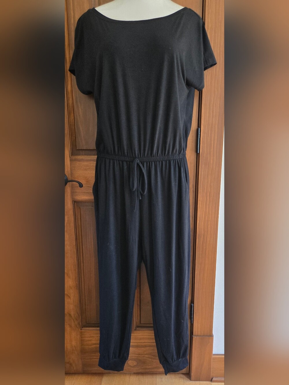 Black Women's Jumpsuit with Drawstring Waist
